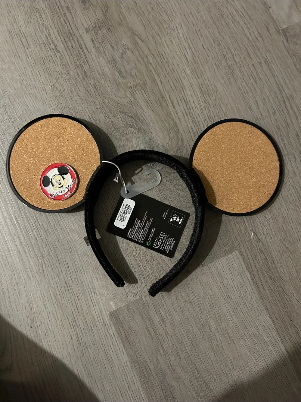 Kids Black Mickey Ear Headband with Cork Accents